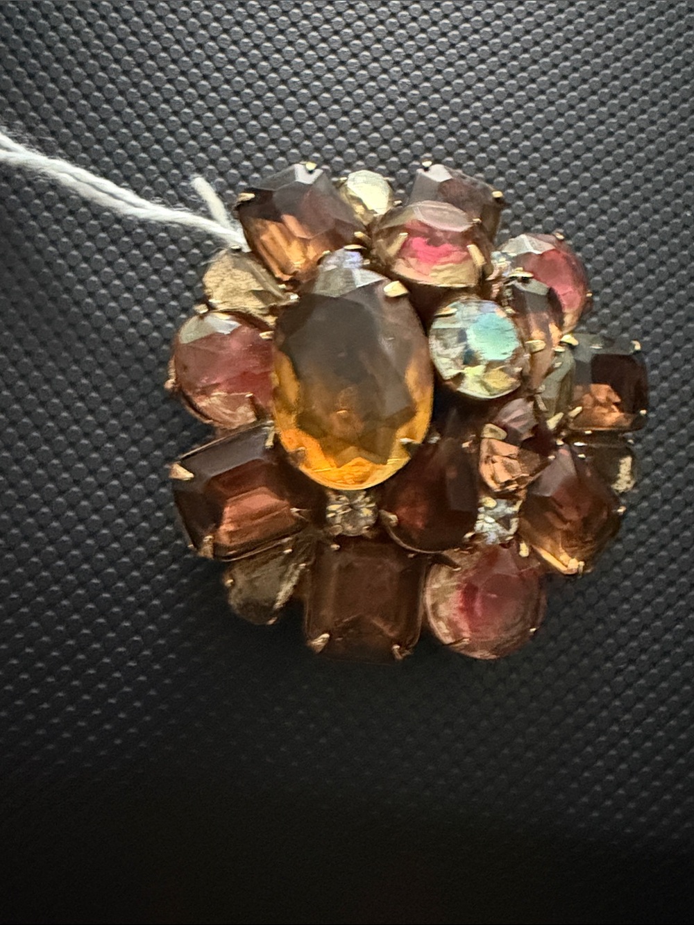 Kramer vintage Gold-Tone Amber Crystal Cluster Brooch - Women Jewelry